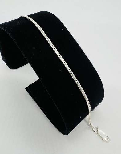 Brazalete de cadena de eslabones cubanos lisos de plata de ley 925 para hombre tamaño de 5 a 9 pulgadas - Imagen 2 de 4