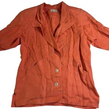 Liz Claiborne Linen Blazer Coral Two Button Front Pockets Size 8*
