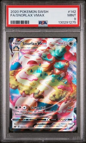 2020 POKEMON SWORD & SHIELD #142 FULL ART/SNORLAX VMAX PSA 9