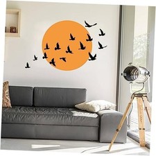 Birds and Sun Wall Decal Large Circles with Birds Wall Decals Yellow,black