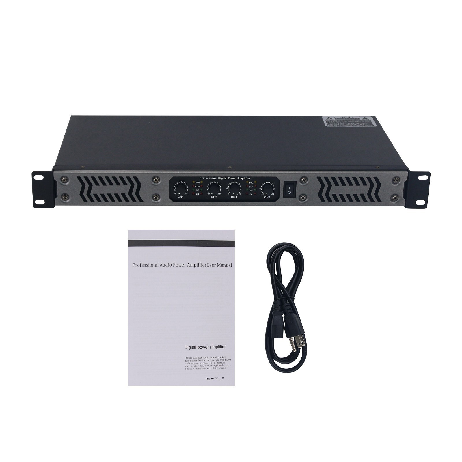 Portable 700W x4 4-Channel High Power Digital Power Amplifier 1U Pure Rear-stage