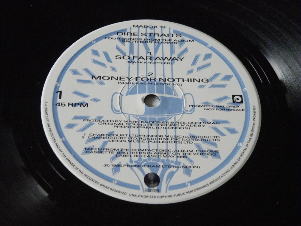 DIRE STRAITS FOUR SONGS FROM THE ALBUM BROTHERS IN ARMS 12" EP VERTIGO '85 PROMO - Image 4 of 4