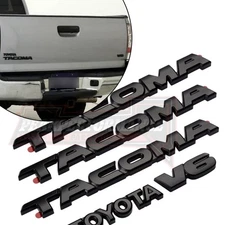5PCS Door Emblem Overlay For 2005-2015 Tacoma V6 Tailgate Matte Black Out Badge