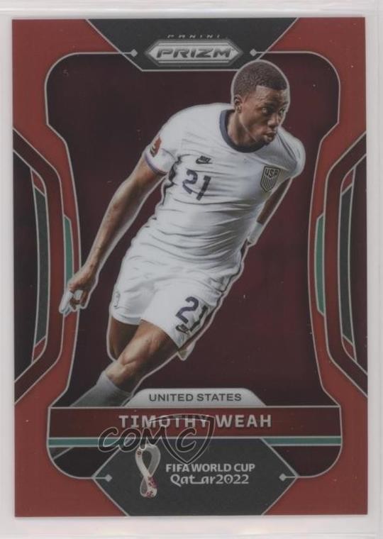 2022 Panini Prizm World Cup Qatar Red Prizm 52/399 Timothy Weah #207 0s9t