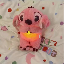 Kawaii Stitch Sleep Plush Doll Toy Calm Music Lights  Breathing Effect