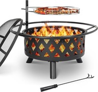 76Cm Feuerschale Mit Drehbarem Grillrost Feuerkorb Bbq Feuerstelle Multifunktion