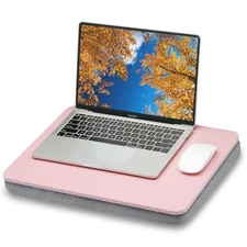 Lap Desk with Pillow Cushion, Portable Laptop Bed Desk, Fits up to Medium Pink