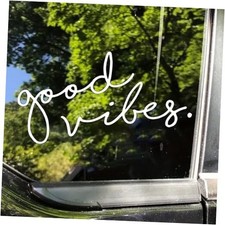 2-Pack Good Vibes Decal Vinyl Car Sticker, 5.91"x3.15", Auto Window White