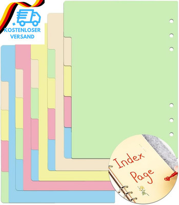 Trennblätter A5, 30 Blätter/6 Sätze Index  Teiler 21×15Cm, Ordner Register Ordne