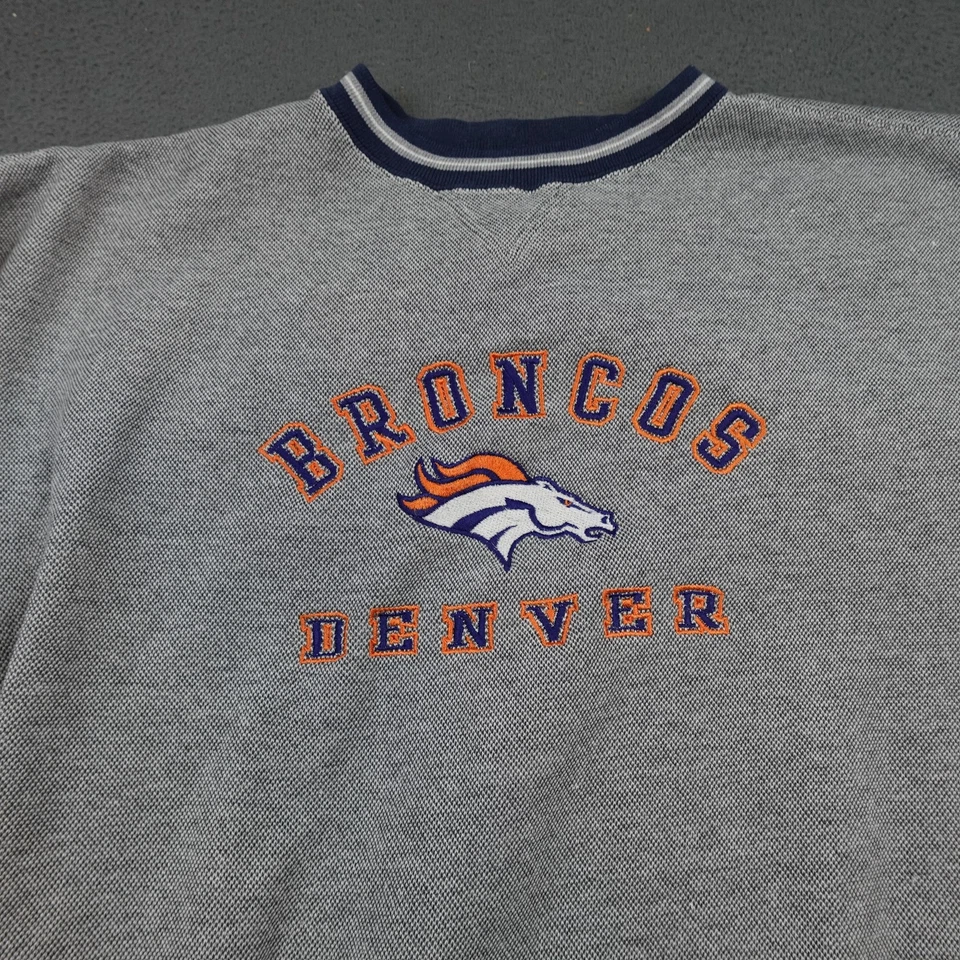 Sudadera Pullover De Colección Denver Broncos Para Hombres XL Gris NFL Jugador Profesional Años 90 Foto 4 de 4