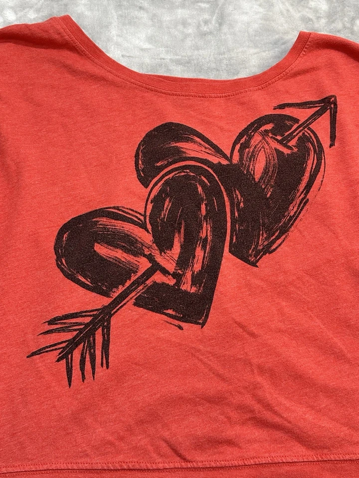 Полный наклон толстовка женщин размер большой пуловер красный длинным рукавом сердце печать EUC - Изображение 2 из 4