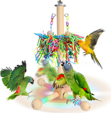 Bird Toys - 2 in 1 Interactive Rotating Perch Toy with Foraging Toys, Flexible