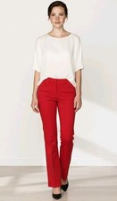 VERSACE Womens Cotton Long Flare Straight Dress Pants Red Trousers Sz 40 Small