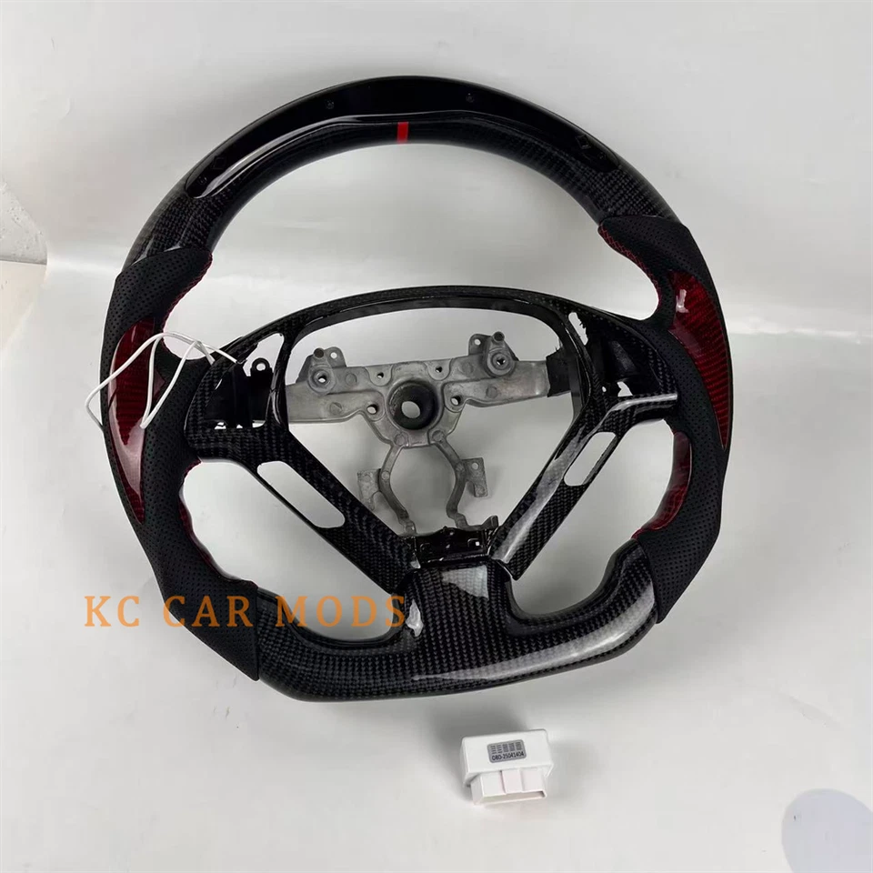 Volante de LED de couro de fibra de carbono preto personalizado para 2008-2013 Infiniti G37 - Imagem 3 de 4