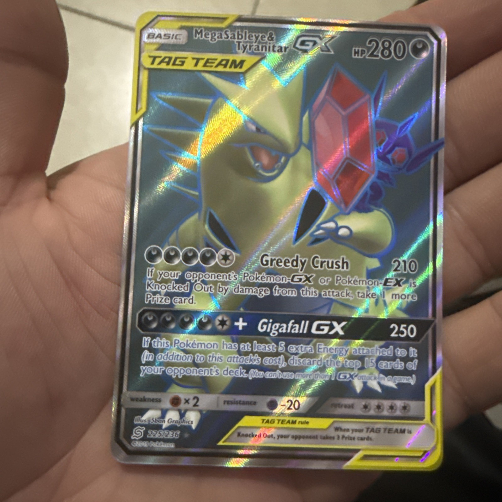 Pokémon TCG Mega Sableye & Tyranitar GX 225/236 Unified Minds Full Art NM