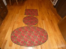 Christmas Table Runner Set Handmade Hand Quilted w/ Sparkly Thread Poinsettia