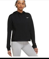 Nike Therma-FIT Women's Black Fleece Pullover Hoodie S Logo Running Long Sleeve