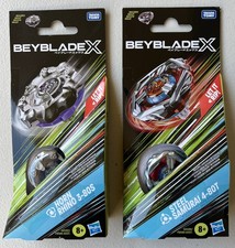 Beyblade X - 2x Single Packs - Horn Rhino 3-80S  Steel Samurai 4-80T - NEW