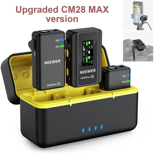 NEEWER CM28 MAX Wireless Lavalier Microphone System with Charging Case SEALED