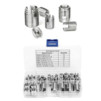 50 Piece Stainless Steel Thread Inserts Set M3-M16 Self-Tapping For Machinery