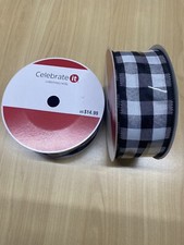 2 Jumbo Celebrate It Wired Buffalo Plaid Ribbon Christmas Crafting 2.5 X 75ft
