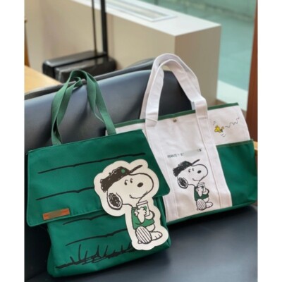 Starbucks Snoopy Fashion Comic + House Pattern Large Capacity Tote Bag Set