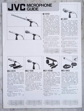 JVC MICROPHONE GUIDE - CATALOGO MICROFONI JVC ANNI 80 raro vintage