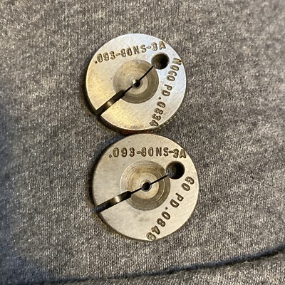 S.C.C. Thread Ring Gage Set .093-80 NS-3A Go/NoGo = .0849 & .0834 (RT24)