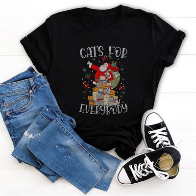 Cats For Everybody Ugly Christmas Cat Funny Xmas T-Shirt