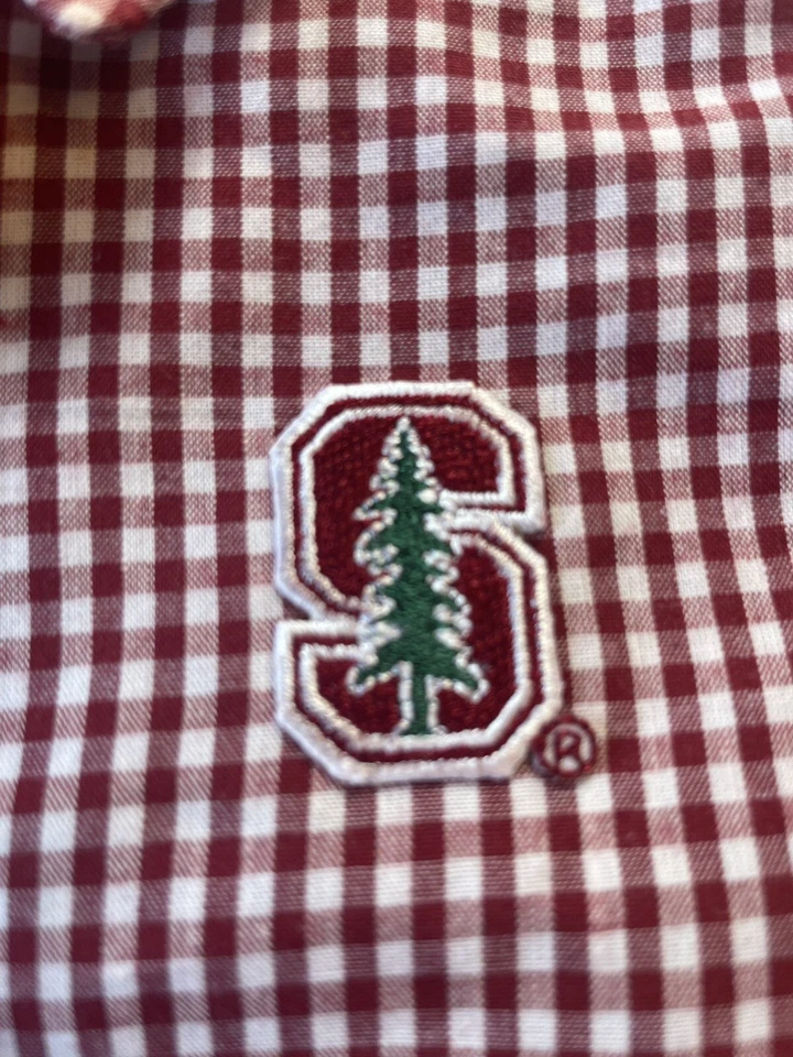 Stanford University Shirt 12 mos Infant Button Down Long Slv Top Red check logo - Image 4 of 4
