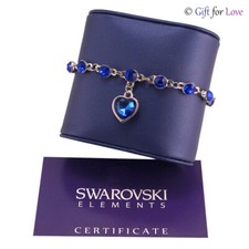 Bracciale donna argento Swarovski Elements originale G4Love cristalli cuore blu