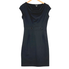 Spense Women's Black Polyester Round Neck Sleeveless Back Zipper Midi Dress Sz 4