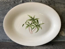 14 X 10.75 Style Craft Serving Dish Leaves 22K Translucent China  - AS IS