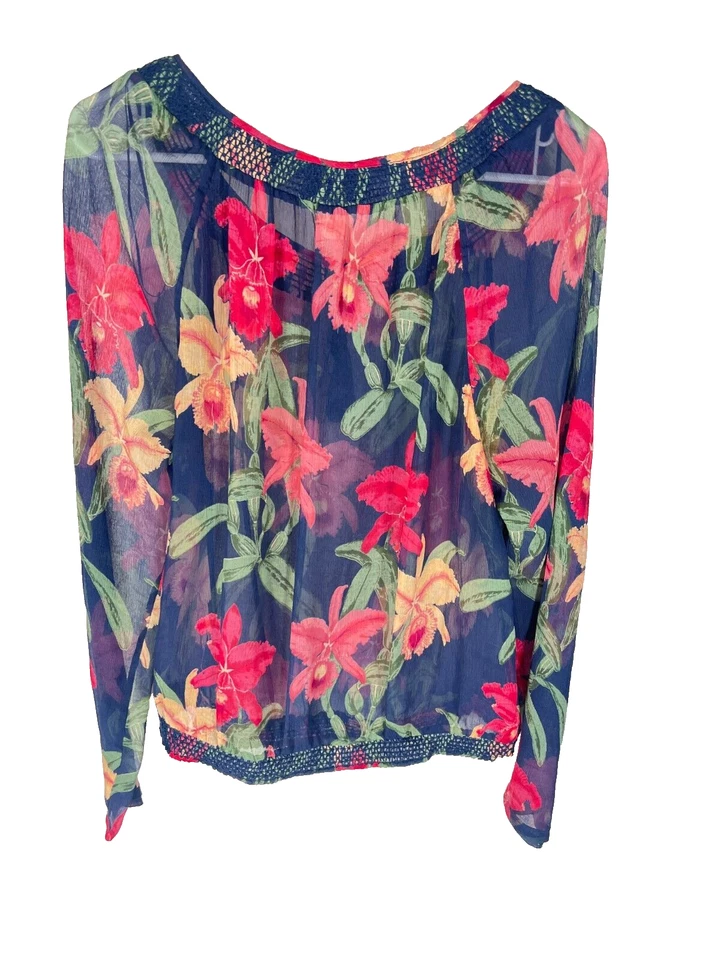 Corbata borla campesina transparente floral azul seda 100 % marca Lucky Dale Hope talla M Foto 4 de 4