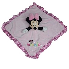 Disney Baby Minnie Mouse Pink Polka Dot Satin Trim Security Blanket Lovey Girl