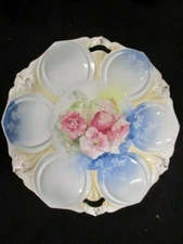 ANTIQUE  RED STAMP  R. S.  PRUSSIA  10 1/2" PLATE  -  PINK FLORAL  PATTERN