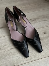 Vintage style black slingback pumps stitched with white thread EU 40/ UK 6.5