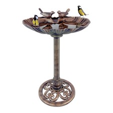 Image of GardenKraft Bird Baths With Solar Lights & Planters / Weatherproof & Rustic Look