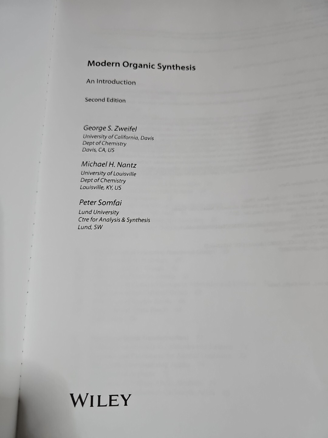 Modern Organic Synthesis : An Introduction by Peter Somfai, Michael H ...