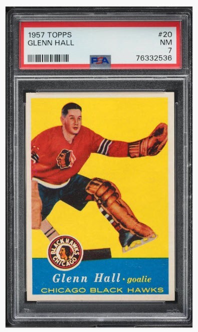 1957 TOPPS Glenn Hall Rc Rookie #20 PSA 7 NM