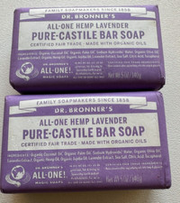 2X DR BRONNER'S All One Hemp LAVENDER Pure Castile Bar Soap 5 oz