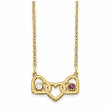 Interlocking Hearts Necklace with 2 birthstones