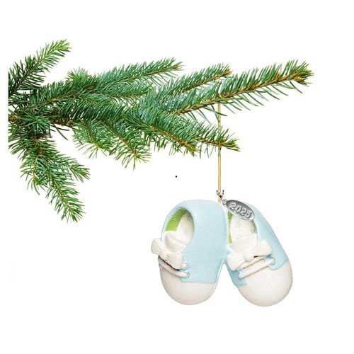 Baby Boy Shoe Personalized Ornament Babys First Christmas Blue Booties - 第 2/7 張圖片