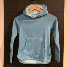 Athletic Works Kids Blue Fleece-Lined Hoodie, Size Medium Calypso Blue Heather