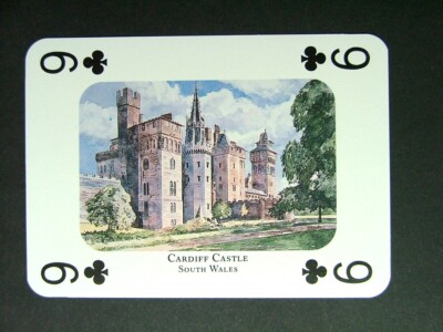 1 x Spielkarte Maler M C Smith Cardiff Castle South Wales 9 of Clubs