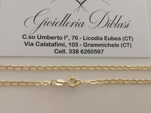 Clip de papel ovalado tubo redondo cadena oro amarillo sólido 18k eslabón de 3 mm 19,69 pulgadas 50 cm - Imagen 4 de 11
