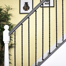 Plain Twist Black Iron Stair Spindle With Adjustable Fixing Brackets