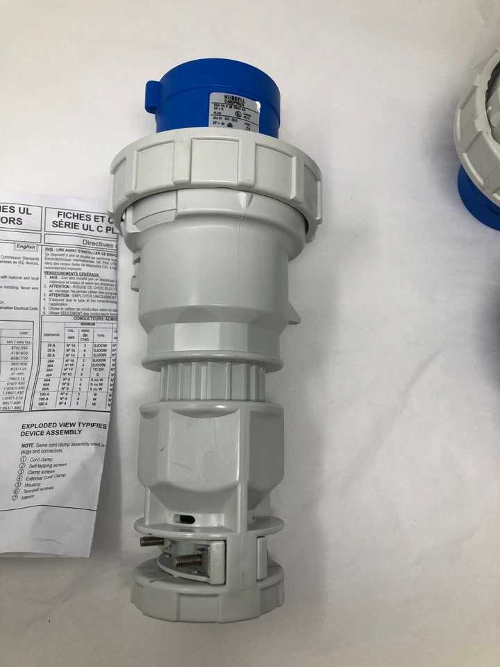 Hubbell C460P9WA 60/63A 125/250VAC Hubbell-PRO C-Series Watertight Plug - Image 3 of 4