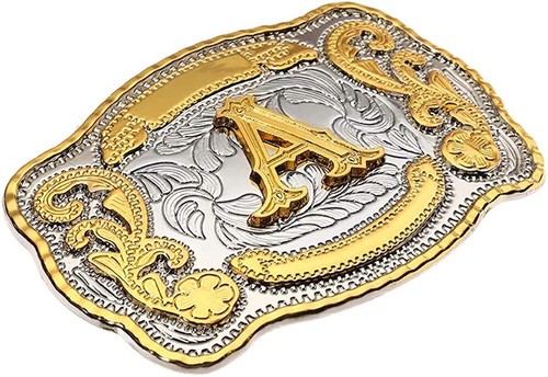 Western Style Initial Letters Cowboys Rodeo Belt Buckle - Picture 2 of 5