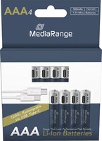 20 Mediarange Akku Aaa Mit USB-C Anschluss Li-Ion Micro 1.5V 500Mah Ladekabel